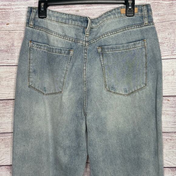 Blank NYC The Madison Crop Raw Hem Light Blue Denim Distressed Jeans Size 31 - Picture 6 of 11